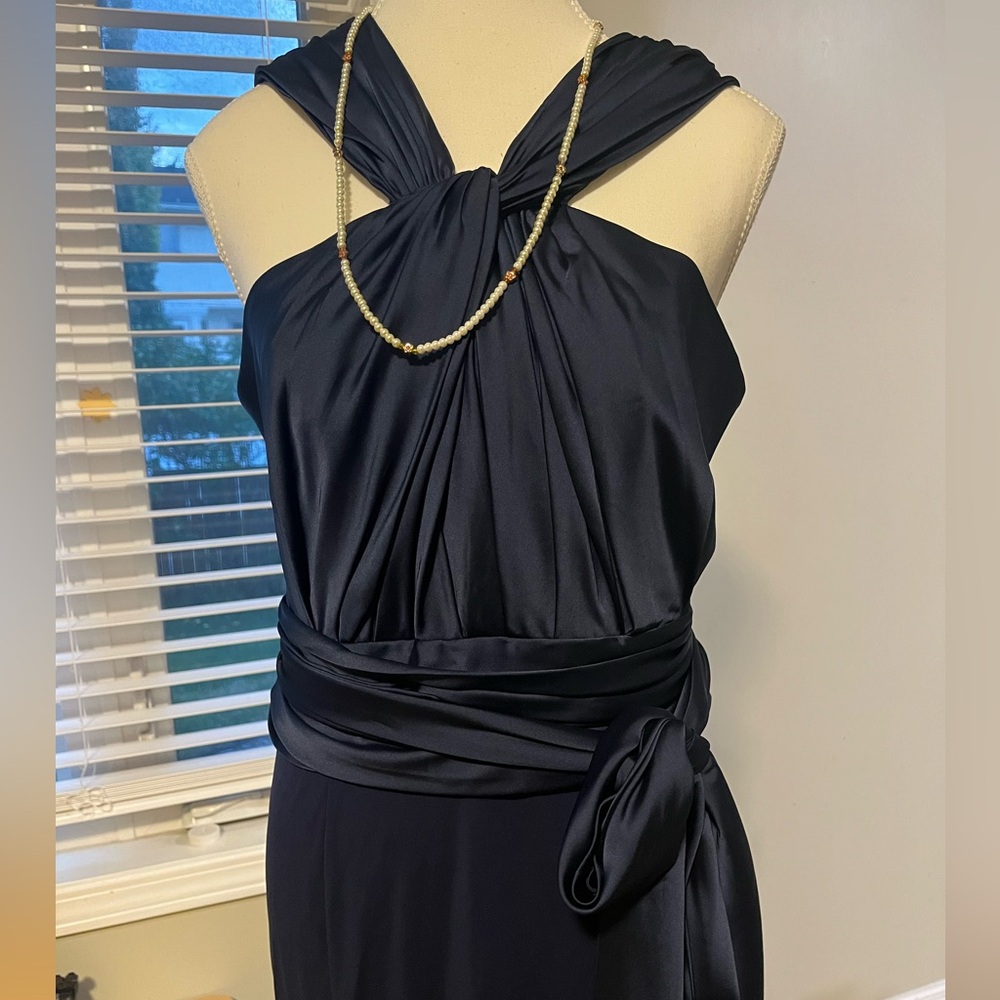 [12]Vera Wang Blue Bride Gown Wedding Party Dress with a Train Satin
